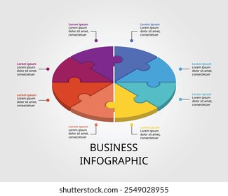 Stichsägenvorlage mit Nummer für Infografik zur Präsentation für 8 Elemente