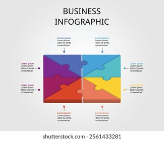  Jigsaw template with number for infographic for presentation for 8 square element