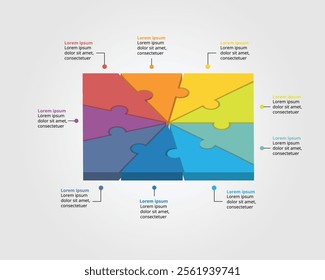  Jigsaw template with number for infographic for presentation for 9 square element