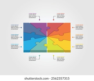 Jigsaw template with number for infographic for presentation for 10 square element