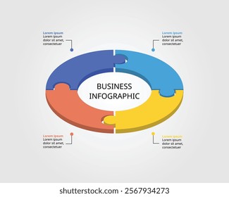 Jigsaw template with number for infographic for presentation for 4 element