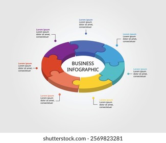 Jigsaw template with number for infographic for presentation for 7 element