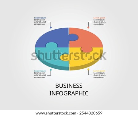 Jigsaw template with number for infographic for presentation for 4 element