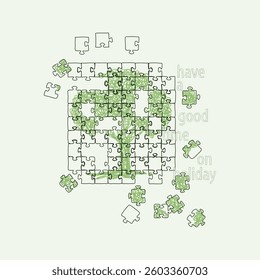 jigsaw and tree, Graphic design print t-shirts fashion, illustration, vector, posters, cards, stickers, mug