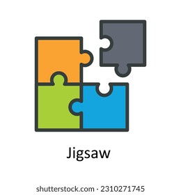 Jigsaw  Vector Fill outline Icon Design illustration. User interface Symbol on White background EPS 10 File