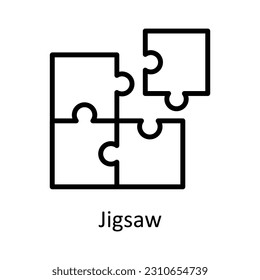 Jigsaw  Vector  outline Icon Design illustration. User interface Symbol on White background EPS 10 File