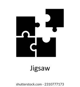 Jigsaw  Vector  Solid Icon Design illustration. User interface Symbol on White background EPS 10 File