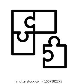 jigsaw vector thin line icon 