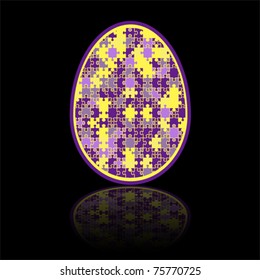 Jigsaw yellow and purple puzzle Easter egg 