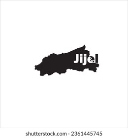 Jijel map and black letter design on white background