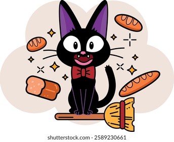 Jiji the Magic Cat Illustration