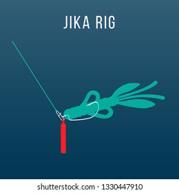 Jika rig fishing tackle on dark. Setup scheme for catching bass, pike, perch, zander  and other predatory fish.