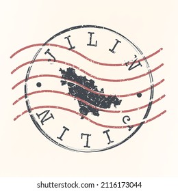 Jilin, China Stamp Map Postal. Silhouette. Passport Round Design. Vector Icon. Design Retro Travel National Symbol.