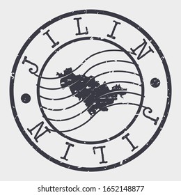 Jilin China Stamp Postal. A Map Silhouette Seal. Passport Round Design. Vector Icon Design Retro Travel.