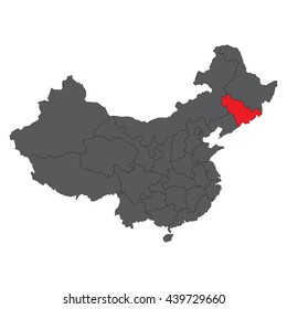 Jilin red map on gray China map vector
