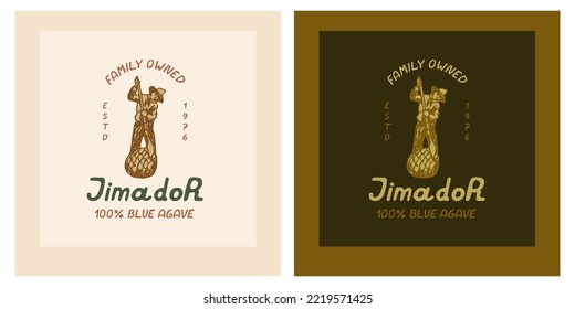 Jimador - Farmer Harvests Agave Plant Boho Logo