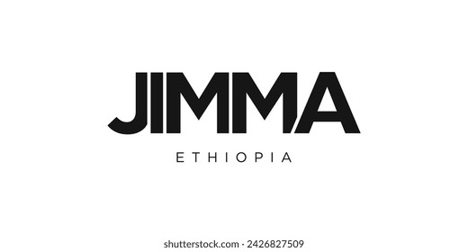 Jimma in the Ethiopia emblem for print and web. Design features geometric style, vector illustration with bold typography in modern font. Graphic slogan lettering isolated on white background.