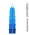 Jin Mao Tower - modern flat design style single isolated image. Neat detailed illustration of one of the tallest skyscrapers in Asia, is a hallmark of Shanghai. Financial and commercial center idea