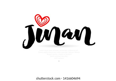 Jinan city text with red love heart design for typographic icon design suitable for touristic promotion