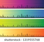 Jinan Multiple Color Gradient Skyline Banner