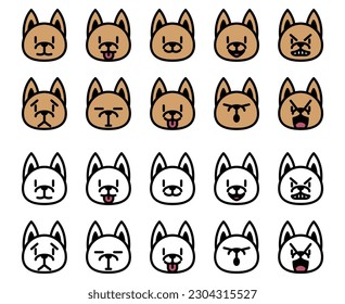 Jindo dog icon collection with various expressions