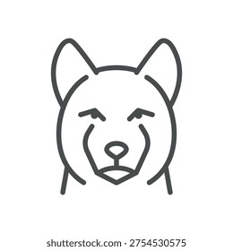 Jindo Dog Icon Vector Set. Minimal Linear Symbol of Korean Native Jindo Breed. Isolated Pictogram on White Background. 