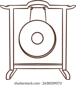jing korean music instruement outline style clipart
