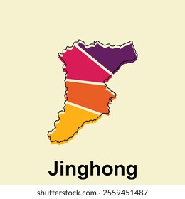 Jinghong City map vector design, World Map International vector template with outline graphic sketch style for your company