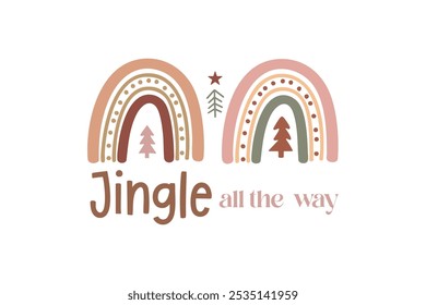 Jingle all the way, Boho Christmas T Shirt Design