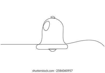 Jingle bell continuous one line drawing, single line art element, Christmas bell single line art, continuous one line drawing of  Isolated outline vector icon.