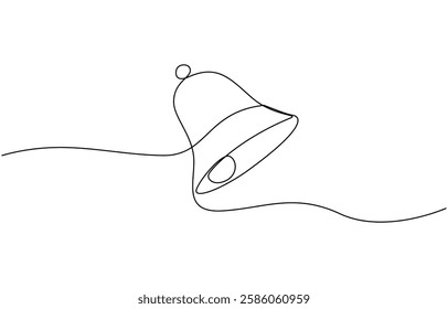 Jingle bell continuous one line drawing, single line art element, Christmas bell single line art, continuous one line drawing of  Isolated outline vector icon.