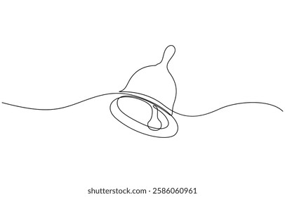 Jingle bell continuous one line drawing, single line art element, Christmas bell single line art, continuous one line drawing of  Isolated outline vector icon.