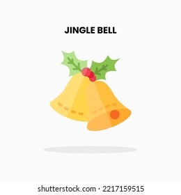 Icono plano de la campana de jingle. Ilustración vectorial sobre fondo blanco. Se puede usar para productos digitales, presentación, interfaz de usuario y muchos más.