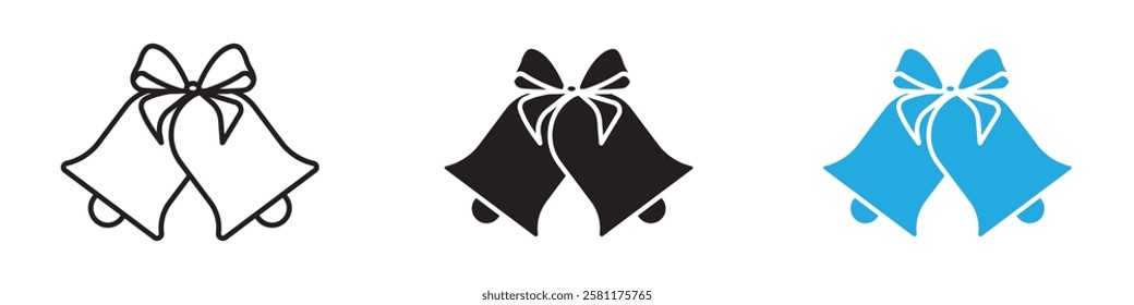 Jingle bell icon black white vector outline