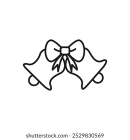 Jingle bell icon flat line symbol set.