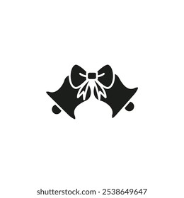Jingle bell icon flat line symbol set.