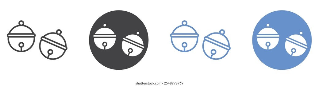 Jingle bell icon flat line symbol set.