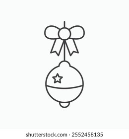 Ícone de sino jingle definido no estilo de linha preta.