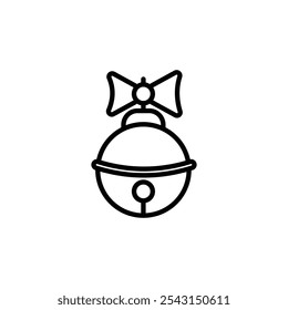 Jingle bell icon set. outlined and solid filled versions.
