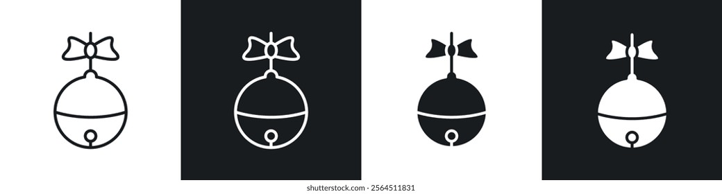 Jingle bell icons collection in black filled and line style.