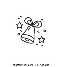 Jingle bell line icon. Midnight. Christmas songs. New year celebration. Moments, details and festive decorations. Christmas and New Year holidays concept. Isolated vector illustration. Editable stroke