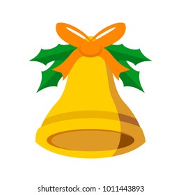 Jingle Bell Orange Ribbon Vector Graphic Illustration Sign Symbol Design