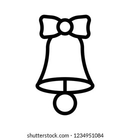 jingle bell ring with bow Xmas editable outline icon.
