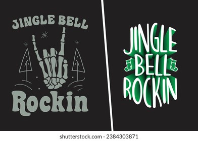Jingle Bell Rockin | 3D Text Effect , Typography Creative Eye Catching  T shirt , Mug , Jacket etc Design