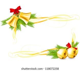 Jingle Bells and Christmas decorative corners made with gradient mesh
