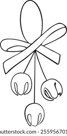 Jingle bells Christmas outline vector illustration Winter holidays Merry Christmas and New Year line art Minimalistic hand drawn cute style