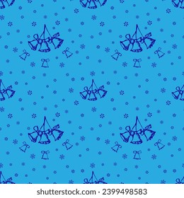 Jingle bells Christmas seamless pattern. Hand drawn illustration 