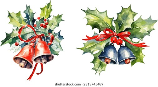 Jingle bells clipart, isolated vector illustration.