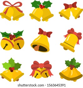 jingle bells isolated flat vector icon set