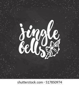 Jingle bells - lettering Christmas and New Year holiday calligraphy phrase isolated on the background. Fun brush ink typography for photo overlays, t-shirt print, flyer, poster design.